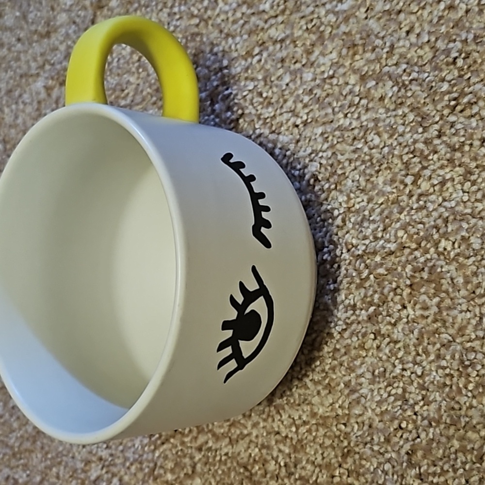 Starbucks “Wink” White and Neon Yellow Ceramic Mug